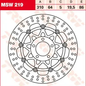 Preisknaller TRW Lucas Bremsscheibe schwimmend MSW 219 / MSW219