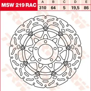 TRW Lucas Racing Bremsscheibe schwimmend MSW 219 RAC / MSW219RAC Kostenloser Versand