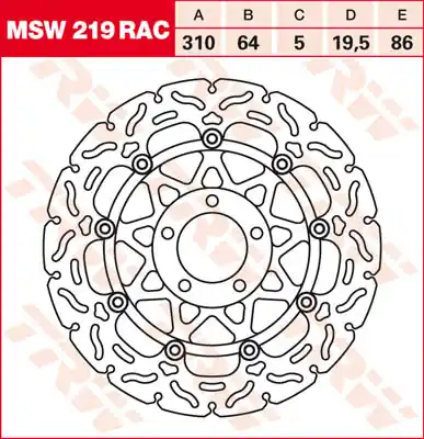 TRW Lucas Racing Bremsscheibe schwimmend MSW 219 RAC / MSW219RAC Kostenloser Versand