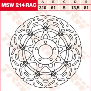 Must-Have TRW Lucas Racing Bremsscheibe schwimmend vorn MSW 214 RAC mit ABE passend für Kawasaki ZXR 400 Bj. 9