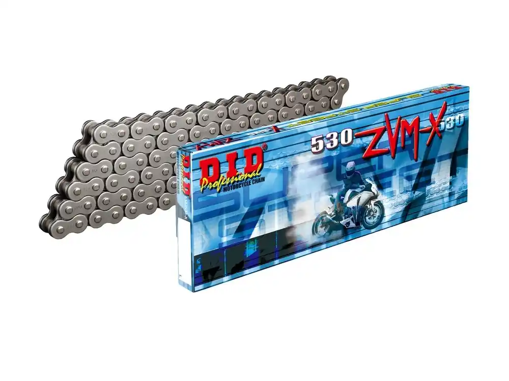 Letzte Chance Kette DID Motorrad: DID530 ZVM-X stahlgrau/black B&B 122 Glieder, offene X-Ringkette mit Nietsch