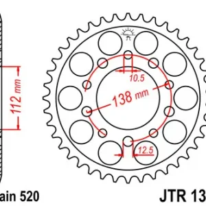Kettenrad Stahl 38 39 41 42 43 44 45 47 Zähne (520) Super-Preis