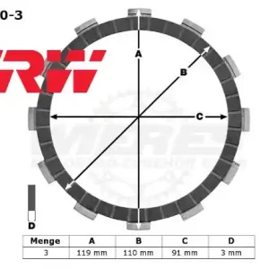 Wochenendangebot TRW Lucas Kupplungslamellenset (3 st.) passend für Honda MCC100-3 / MCC 100-3