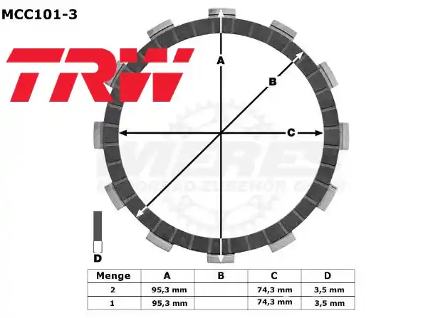 Must-Have TRW Lucas Kupplungslamellenset (3 st.) passend für Honda MCC101-3 / MCC 101-3