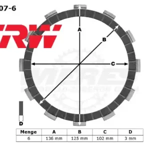TRW Lucas Kupplungslamellenset (6 st.) passend für Honda MCC107-6 / MCC 107-6 Must-Have