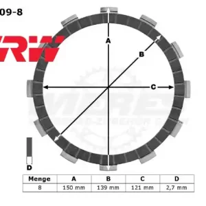 TRW Lucas Kupplungslamellenset (8 st.) MCC109-8 / MCC 109-8 Bestseller