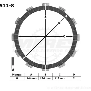 TRW Lucas Kupplungslamellenset (8 st.) passend für KTM MCC511-8 / MCC 511-8 Wochenendangebot