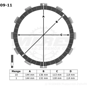 TRW Lucas Kupplungslamellenset (11 st.) MCC509-11 / MCC 509-11 Neue Ware