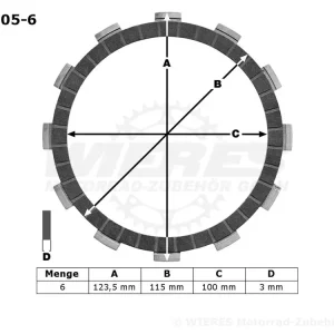 Günstig TRW Lucas Kupplungslamellenset (6 st.) passend für Yamaha MCC405-6 / MCC 405-6