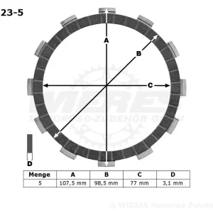 TRW Lucas Kupplungslamellenset (5 st.) MCC223-5 / MCC 223-5 Letzte Chance