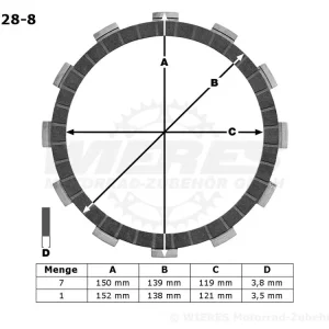 TRW Lucas Kupplungslamellenset (8 st.) passend für Honda MCC128-8 / MCC 128-8 Top-Angebot
