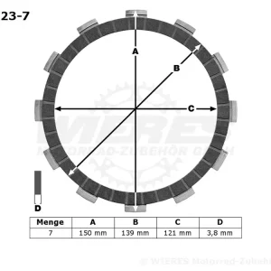 TRW Lucas Kupplungslamellenset (7 st.) passend für Honda MCC123-7 / MCC 123-7 Abverkauf