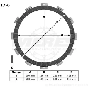 TRW Lucas Kupplungslamellenset (6 st.) passend für Honda MCC117-6 / MCC 117-6 Sichere Zahlung