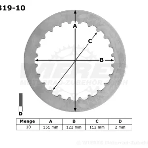 TRW Lucas Kupplungszwischenscheiben Kit (10st.) passend für Yamaha MES319-10 / MES 319-10 Echt