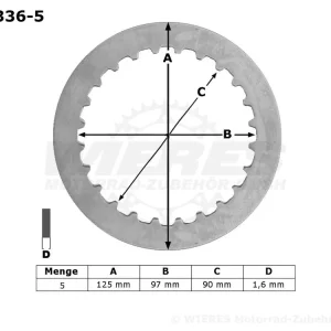 Schneller Versand TRW Lucas Kupplungszwischenscheiben Kit (5st.) passend für Yamaha MES336-5 / MES 336-5