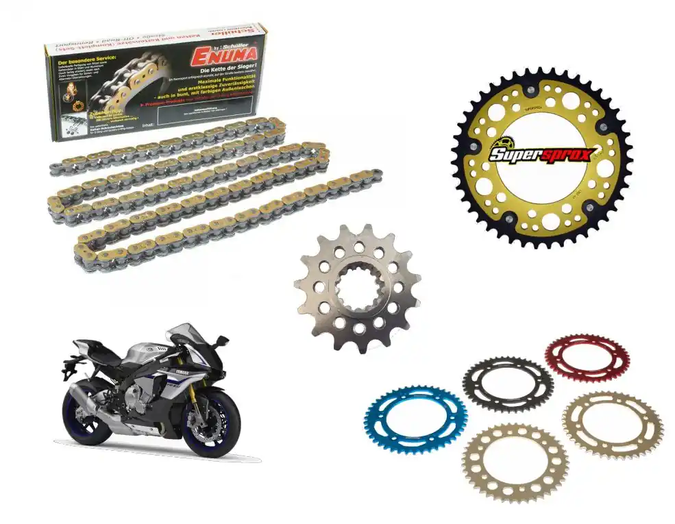 Markenware Enuma Kettensatz passend für Yamaha YZF-R1 / M 1000 ABS RN32 RN49 RN65 (Bj.15-) 520ZZZ Kette weltstä