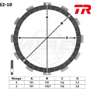 Zertifiziert TRW Lucas Kupplungslamellenset (10 st.) passend für Triumph MCC162-10 / MCC 162-10