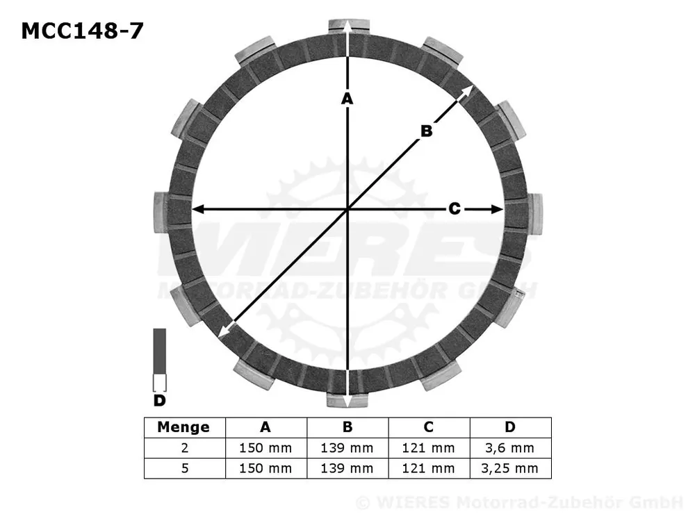 Sonderaktion TRW Lucas Kupplungslamellenset (7 st.) passend für Honda MCC148-7 / MCC 148-7