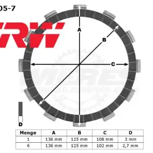 TRW Lucas Kupplungslamellenset (7 st.) passend für Honda MCC105-7 / MCC 105-7 Sonderangebot