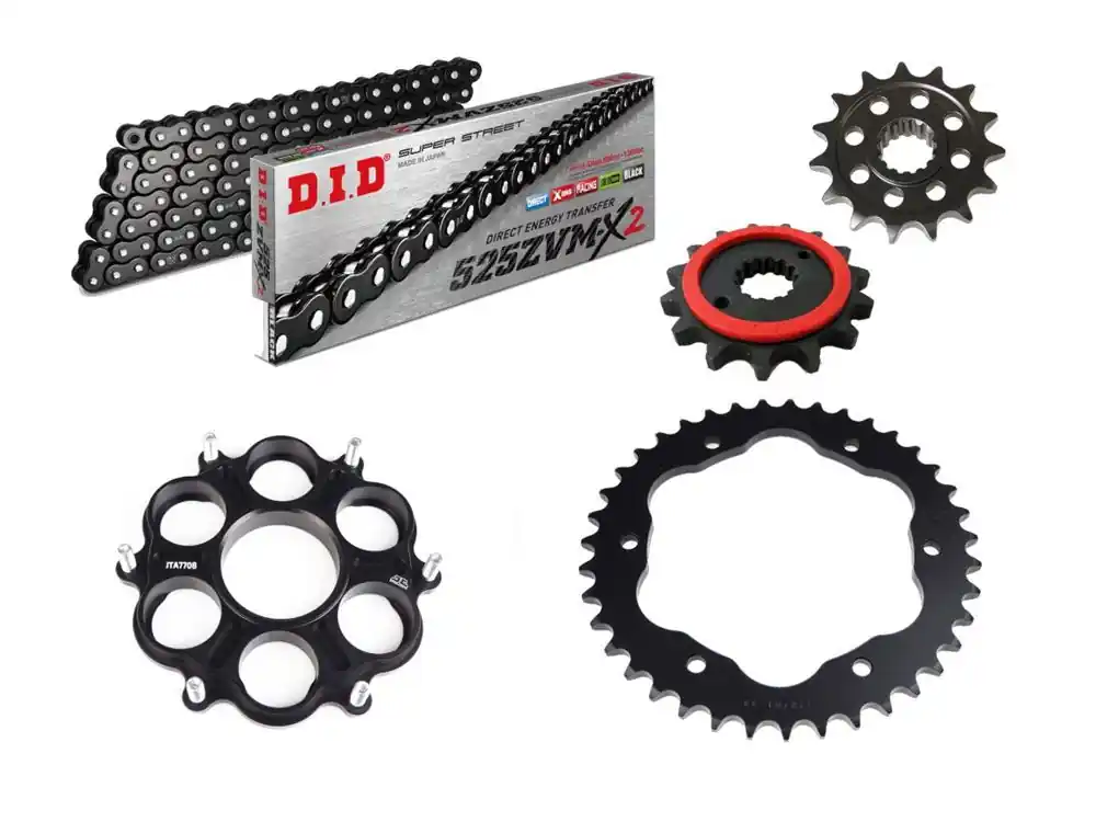 DID Kettensatz Alu/Stahl passend für Ducati 1100 Hypermotard EVO SP (Bj.10-) DID525ZVM-X2 Kette Top-Preis