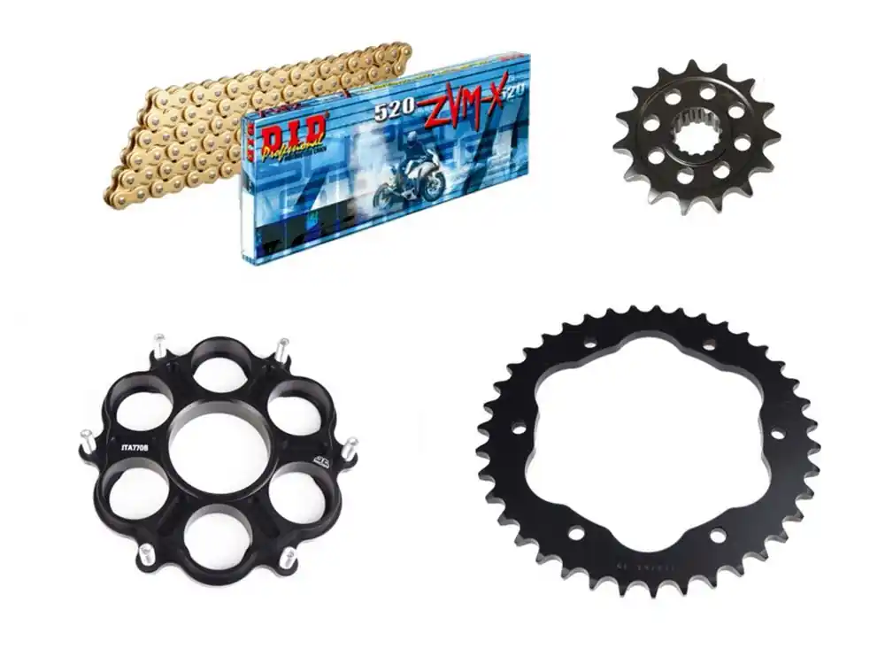 Abverkauf DID Kettensatz Alu/Stahl passend für Ducati 821 Hyperstrada ABS (Bj.13-) DID525ZVM-X2 Kette
