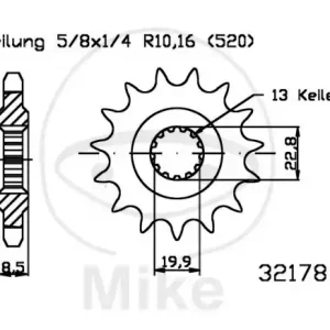 Ritzel 14 Zähne (520) Stahl CNC passend für Suzuki GW 250 / DL 250 V-Strom / GSX250 R Schnäppchen