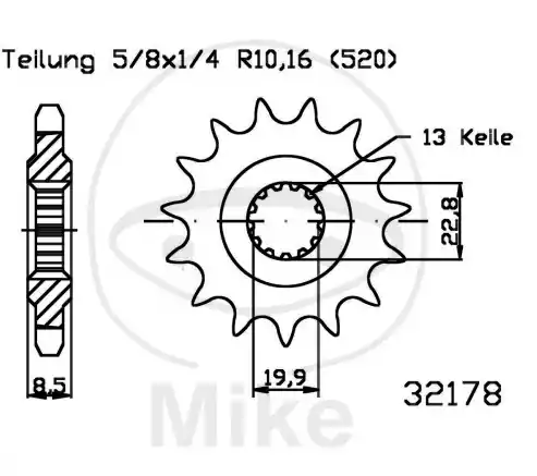 Ritzel 14 Zähne (520) Stahl CNC passend für Suzuki GW 250 / DL 250 V-Strom / GSX250 R Schnäppchen
