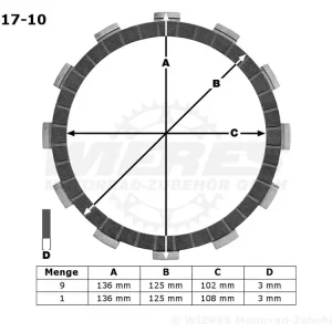TRW Lucas Kupplungslamellenset (10 st.) passend für Suzuki GSR 750 GSF 1200 GSX-R 750 MCC317-10 Heißes Angebot