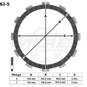 Ausverkauf TRW Lucas Kupplungslamellenset (5 st.) passend für Yamaha WR125R/X YZF-R125 MCC462-5 / MCC 462-5