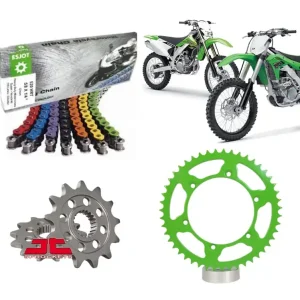 Neu Esjot Kettensatz passend für Kawasaki KX450 F KX450E (Bj.06-) 520HRT Kette grün schwarz Ultralight