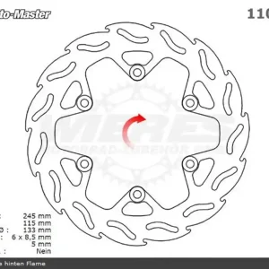 Moto-Master Bremsscheibe hinten 110225 passend für Yamaha 600 Diversion Serie Flame Saisonangebot