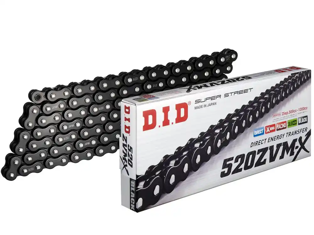 Preisreduziert X-Ring-Motorradkette DID 520 ZVM-X / ZVMX tief schwarz BK Wunschlänge / Glied