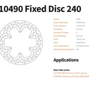 Neue Kollektion Moto-Master Bremsscheibe passend für KTM 990 Adventure ABS (Bj.06-13) hinten Serie Halo 110490