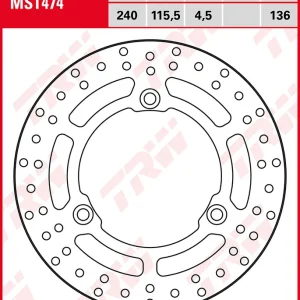 Abverkauf TRW Lucas Bremsscheibe vorn MST474 passend für Suzuki Burgman