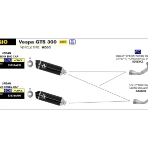 ARROW - Krümmer passend für Piaggio Vespa GTS300 ohne Katalysator; Baujahre: ab 2021 Sonderangebot