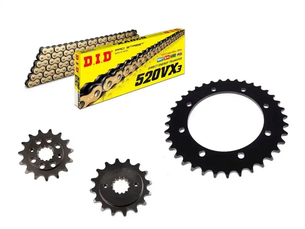 DID Kettensatz passend für Kawasaki KLR500 (Bj.88) DID 520VX3 Kette Nur Heute