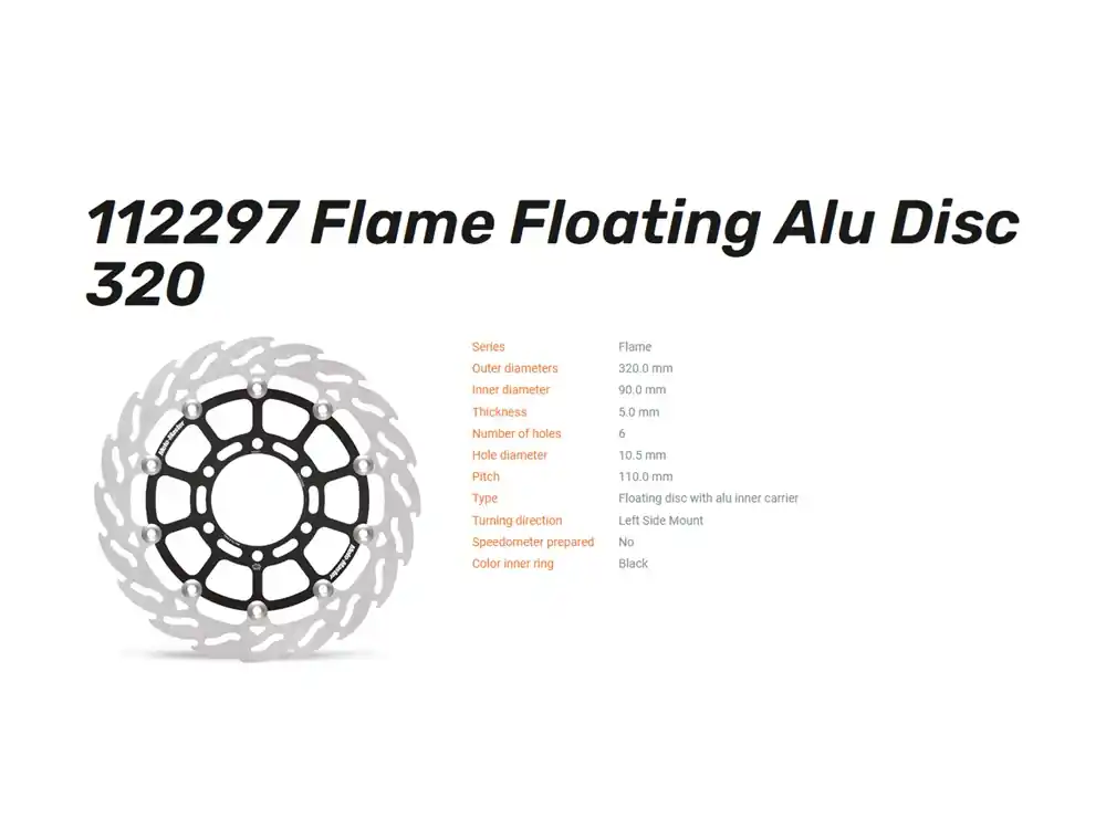 Moto-Master Bremsscheibe Flame floating vorn passend für KTM Duke 390 (Bj.17-) Hsq Svartpilen Vitpil Preis Gesenkt