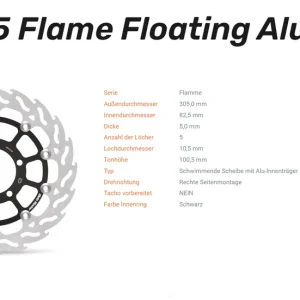 Abverkauf Moto-Master Bremsscheibe Flame Floating Alu Disc 305 passend für Triumph Tiger/Speed Twin; Bj.18- 11