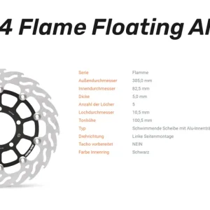 Moto-Master Bremsscheibe Flame Floating Alu Disc 305 links passend für Triumph Tiger; Bj. ab 2011 - Sale
