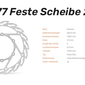 Moto-Master Bremsscheibe Flame vorn links Scheibe 260 - 110777 Solange Der Vorrat Reicht
