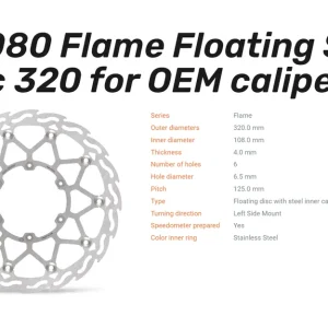 Neu Moto-Master Bremsscheibe Flame Floating 320 für OEM-Bremssattel - 111080