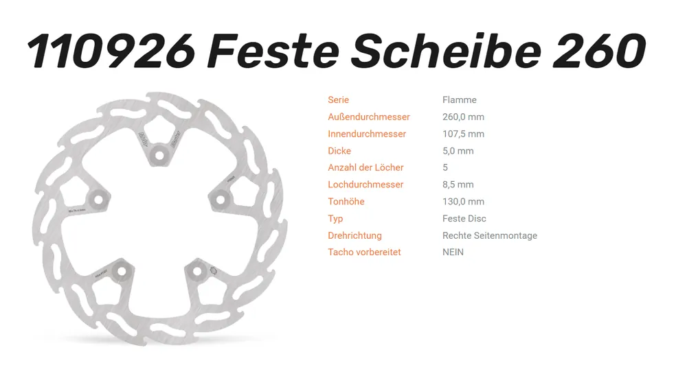 Schnäppchen Moto-Master Bremsscheibe Flame 260 hinten passend für KTM 890 SMT - 110926