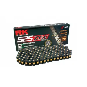 Mega-Angebot Motorradkette RK 525 ZXW Kette schwarz / stahl / gold / rot / grün / blau / orange 124 Glieder