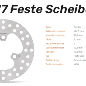 Moto-Master Bremsscheibe Round Disc-Serie vorne passend für Honda - 110117 Bestseller