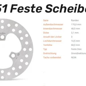 Sonderangebot Moto-Master Bremsscheibe Round Disc-Serie vorne passend für Kawasaki / Suzuki - 110151