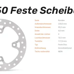 Moto-Master Bremsscheibe Round Disc-Serie vorne passend für Yamaha - 110350 Markenprodukt