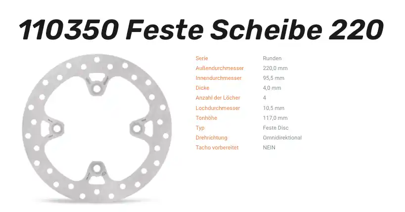 Moto-Master Bremsscheibe Round Disc-Serie vorne passend für Yamaha - 110350 Markenprodukt