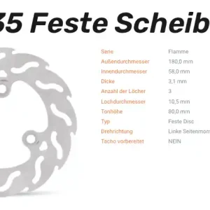 Heißes Angebot Moto-Master Bremsscheibe Flame-Serie vorne passend für Peugeot - 110235