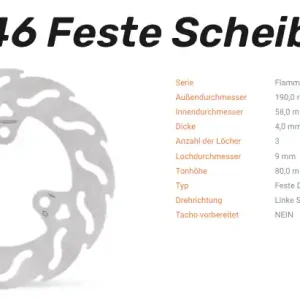 Moto-Master Bremsscheibe Flame-Serie vorne passend für Aprilia / Beta / Piaggio / Yamaha - 110246 Neuheit