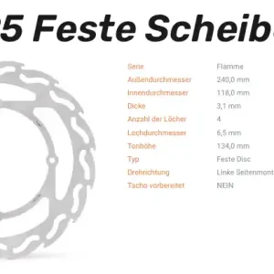Beliebt Moto-Master Bremsscheibe Flame-Serie vorne passend für Honda - 110295